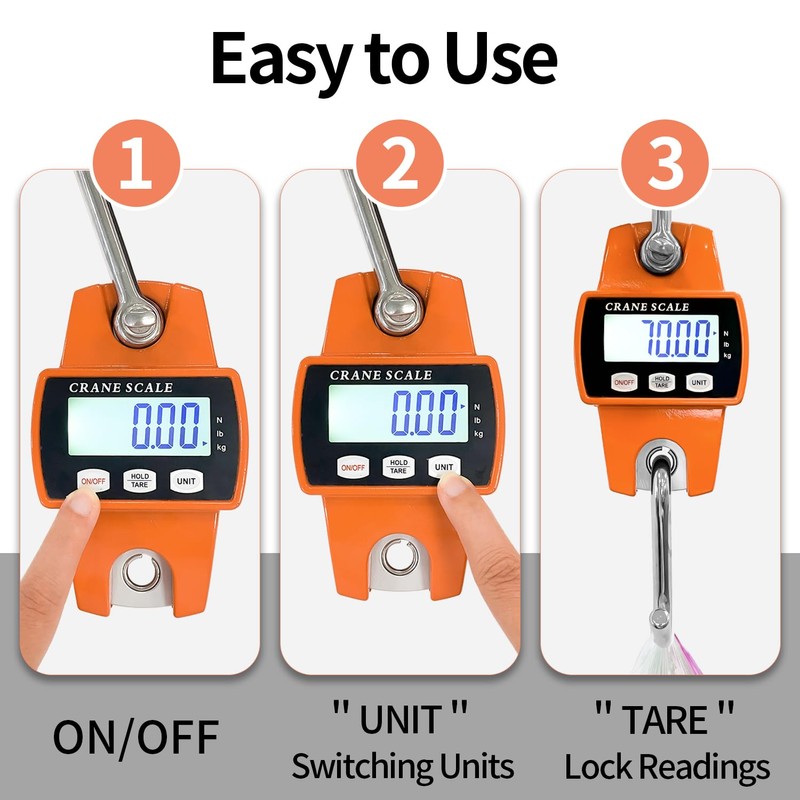 Sutekus Digital Hanging Scale 660lb Portable Crane Scale Waterproof Fish