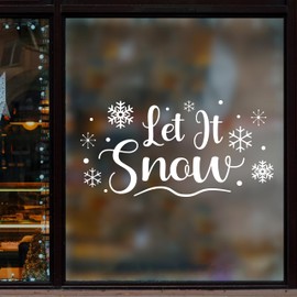 Let It Snow Snowflake Decals - Winter Snowflake Wall Stickers,Mural Stickers for Winter Xmas Home Refrigerator Wall Window Decor, Room Mural Stickers Wall Decals for Party Home Kitchen Decorations