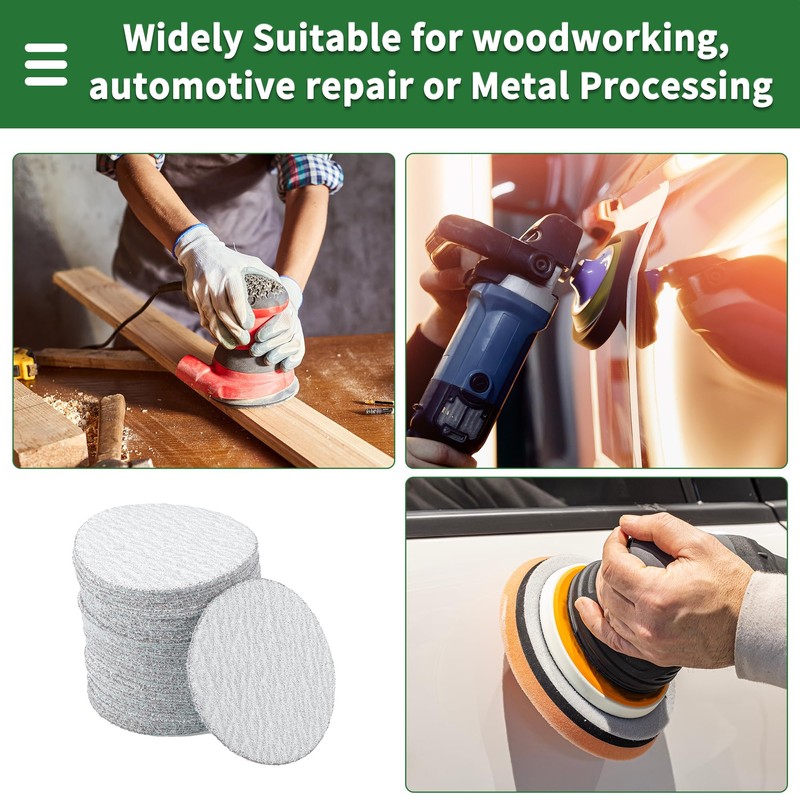 Motoforti Sandpaper Hook & Loop Sanding Sheets 2.95Inch x 2.95Inch