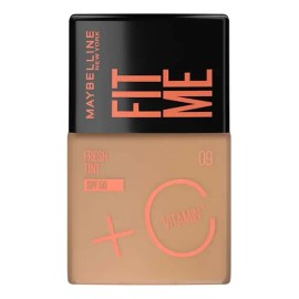 Maybelline Fit Me Fresh Tint Base de Maquillaje, Alta Cobertura, Larga Duración, con Vitamina C y FPS50, Control de Brillo, Acabado Fresco y Luminoso 