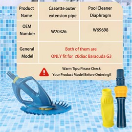 W70326 Cassette Outer Extension Pipe with Handnut Assembly Replacement Parts Kit and W69698 Pool Cleaner Diaphragm Long-Life with W81600 Rataining Ring Replacement fit for Z0diac Baracuda G3