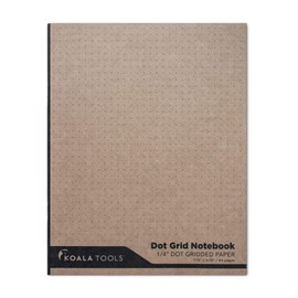 KOALA TOOLS | Dot Grid Graph Paper Notebook (1 Unit) | 7.75" x 9.75" Dotted Grid Quadrille 0.25" - Kraft Soft Cover with Light Blue-Tint Paper
