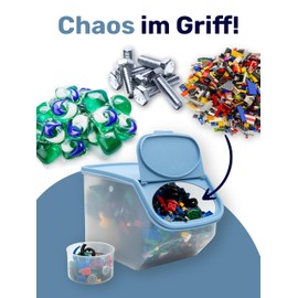 LONESTAR Pick-Box 5 L, 4 x Storage Boxes with Lid and Flap, 5 Litre Capacity per Box, Stackable Clamping Block Boxes Made of Robust Plastic, Removable Lid, Lockable