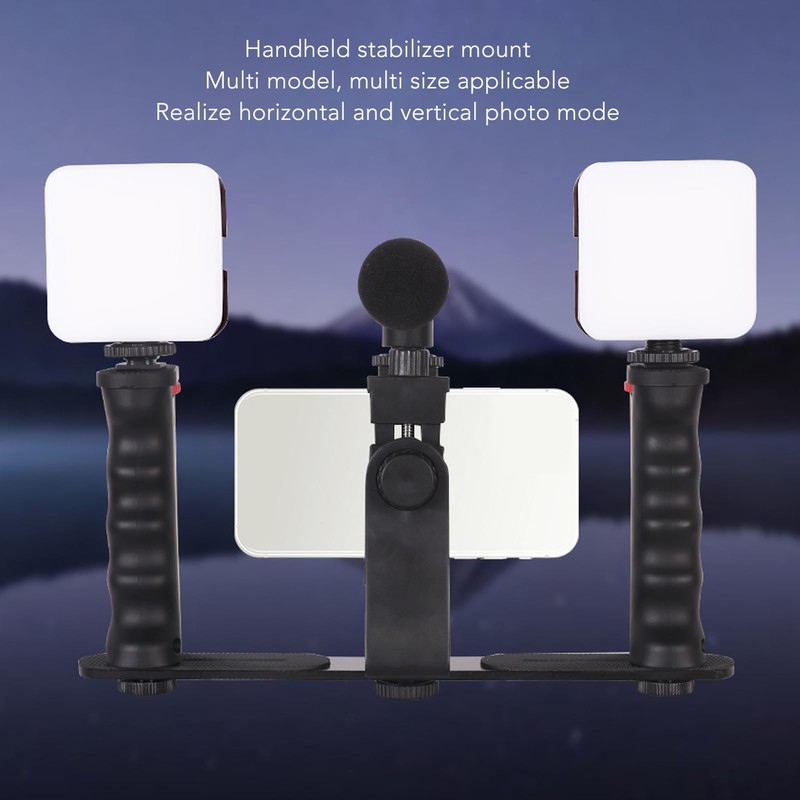 Smartphone Video Rig, Phone Stabilizer Tripod Mount Aluminum Alloy with