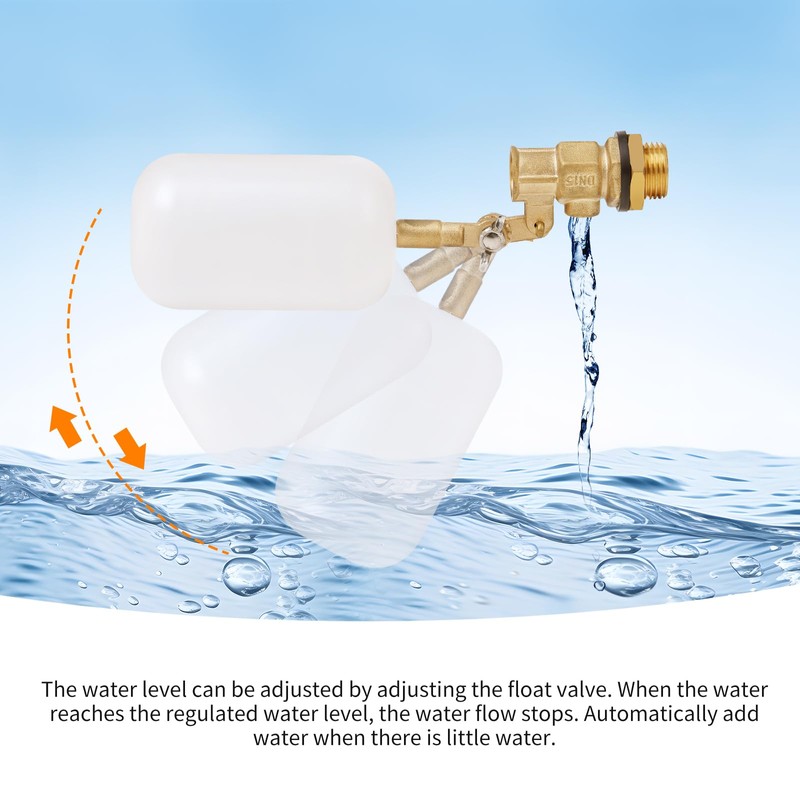 MOGOULUA 1/2 Inch Brass Float Valve with 300 cm PTFE