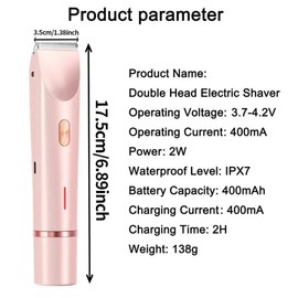 Electric Bikini Trimmer for Women, Rechargeable 2 in 1 Body & Facial Hair Removal, Waterproof Wet & Dry Use Trimmer for Women