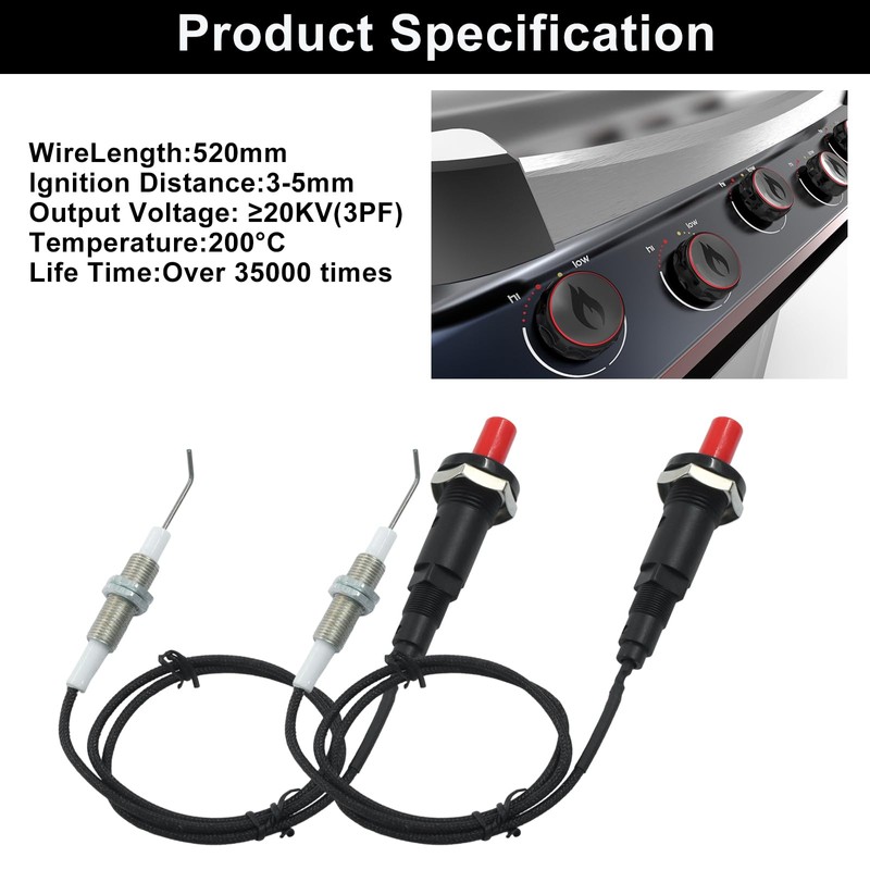 Jiozermi 2 Pcs Piezo Spark Igniter, Metal Threaded Ceramic Push
