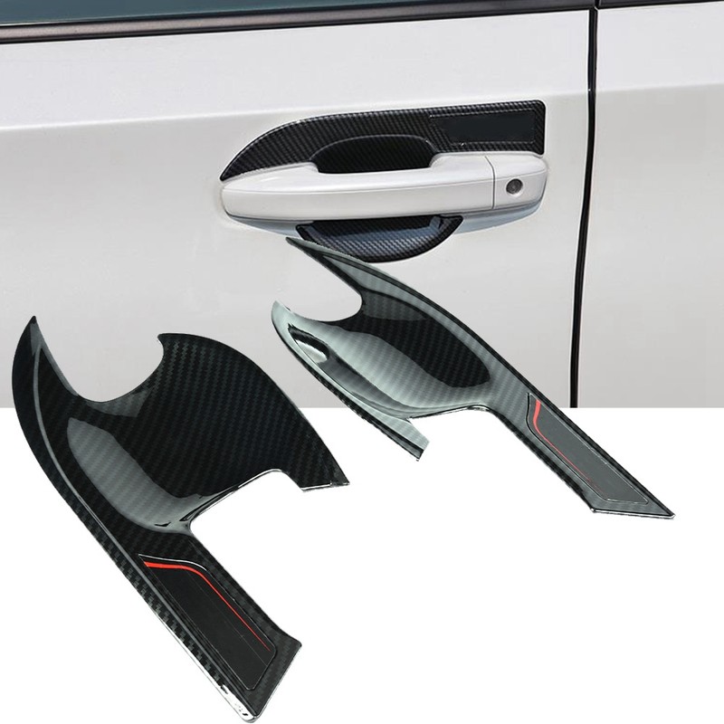 4pcs Carbon Fiber Style External Outer Door Bowl Handle Cover