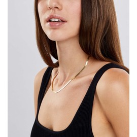 Jewelry Atelier - Collar de cadena de oro macizo de 14 quilates con relleno de espina de arenque/serpiente para mujeres y hombres con diferentes tamaños (3,2 mm o 4,0 mm), 40.64 cm, Oro, Sin piedra