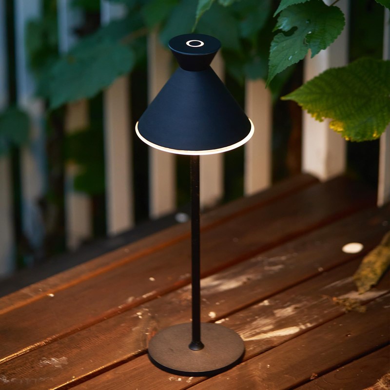 DEELUX Table Lamp Dimmable Wireless (Black, 1 Piece)