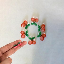 QZRUO 3D Cherry Nail Charms, 40Pcs Red Cute Mini Resin Fruit Decorations for Summer & Spring Nail Art Accessories