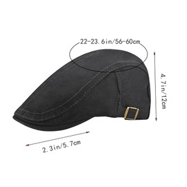 Faletony Men's Flat Cap Cotton Newsboy Cap Adjustable Duckbill Cabbie Hat Irish Ivy Gatsby Beret Cap (Black)