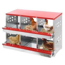 Chicken Nesting Boxes, 6 Hole Nesting Box for Chickens with Rollout Egg Collection,Heavy Duty Chicken Coop Laying Box for Hens