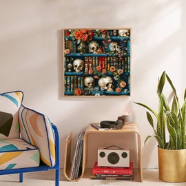 DAZZLEDOTS Diamond Art Kits for Adults, Skull 5D Full Drill Diamond Painting for Beginners, DIY Full Round Drill Paint with Diamonds Dots Book Gem Art for Home Wall Decor Gift 14X14Inch