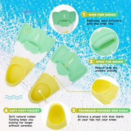 Kids Swim Fins,Short Youth Swim Flippers for Kids Swimming Training Fins for Lap Swimming Pool Snorkeling for Children Girls Boys Beginner