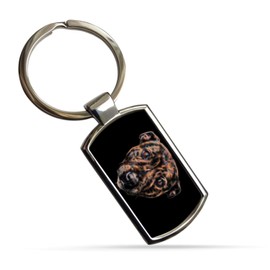 Fractal Artworks Staffordshire Bull Terrier Keyring with Stunning Fractal Art Design. Brindle Staffy