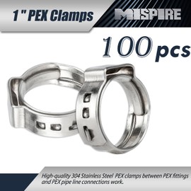 MISPIRE 1 inch PEX Pipe Clamps 100 PCS, PEX Cinch Clamps Stainless Steel 304 Pinch Clamps for PEX Pipe Tubing Fitting Connections