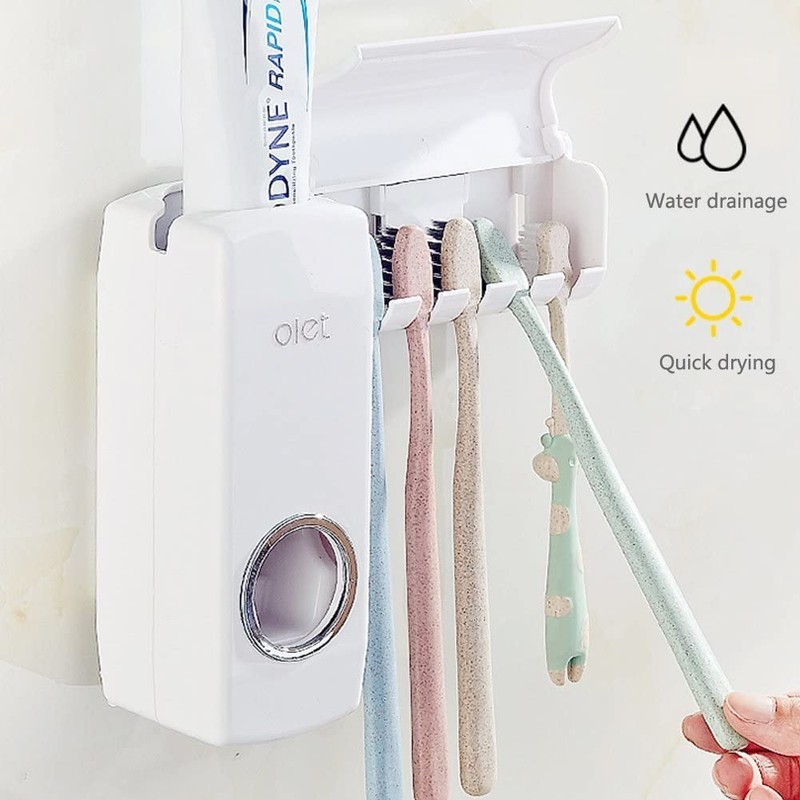 TOWOMO Olet Automatischer Zahnpastaspender, Zahnpastapresse und Zahnbürstenhalter Set (Set mit