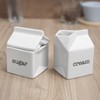 Ceramic Sugar and Creamer Set, Milk Carton Shaped White Cream