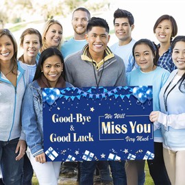 Large Farewell Card for Coworker Leaving Signing, Giant Retirement Cards for Men Women, Big Huge Good Luck Goodbye Card, We Will Miss You Card for Friend Moving Away, Blue Gold Party Decoration Gifts