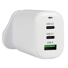 Mercury | USB C & A Charger 65W GaN High-Tech Super Fast Charging with USB-A & Dual USB-C | Fast Charging, Travel-Friendly with UK/US/EU Adapters
