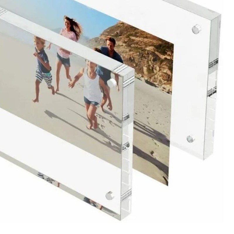 Acrylic Photo Frame Crystal Clear Frameless Double Sided Freestanding Photo
