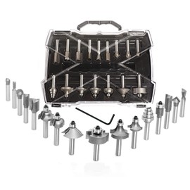 Trimmer Bit, 0.2 inch (6 mm), Shaft Diameter, Trimmer Bit Set, Carbide Router Bits, 15 Trimmer Bits + 4 Bearings, Tungsten Steel, Grooves, Chamfering, Decorative Surface Processing, Blasting, Abrasion