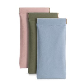 Ldirect Pack of 3 PU Leather Glasses Case Soft Protective Case Bag Portable for Men Women, Pink, blue, green