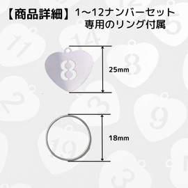 Stainless Steel Number Tags, Heart Tags, Door Number Tags, Set of 1-12, Diameter 25mm