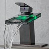 AVSIILE LED Bathroom Sink Faucet, Oil Rubbed Bronze Waterfall Single