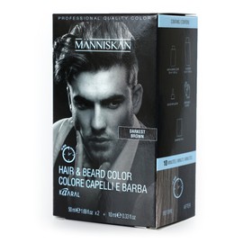 Människan Hair & Beard Color Man Color Kit Darkest Brown, 50ml X2 - Gel Formula for Easy Application and Natural-Looking Coverage