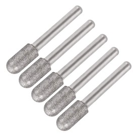 uxcell Diamond Burrs Bits Grinding Drill Carving Rotary Tool for Glass Stone Ceramic 120 Grit 1/4" Shank 10mm Cylinder Ball Nose 5 Pcs
