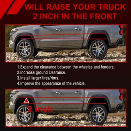 STZJAYE 2" Front Leveling Lift Kit Compatible with Chevy Silverado 1500 GMC Sierra 1500 2007-2024 | No Drill Bolt-On Installation | Fits 33" Tires | Keep OEM Ride | 07CH-2F