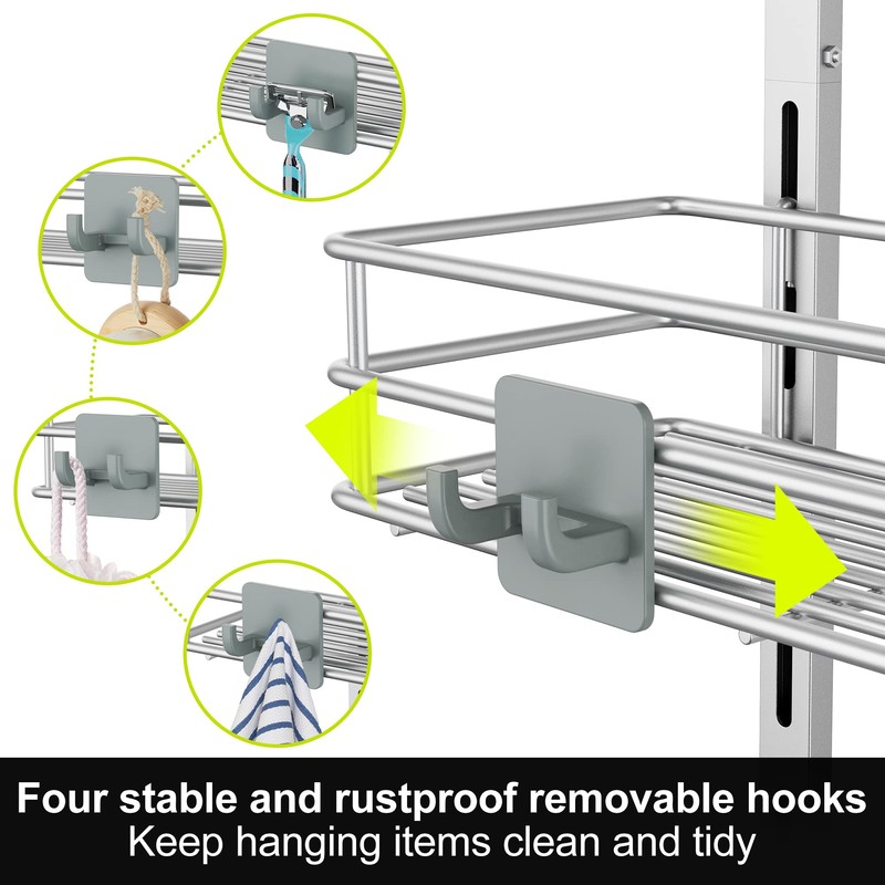 Orimade Over The Door Shower Caddy Adjustable 5 Tier Silver