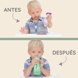 Termo Subo Baby | Alimentación sin derrames para bebés y niños pequeños | Diseño sin apretar para alimentos semilíquidos | Materiales seguros y duraderos | Termo reutilizable y lavable Oliva