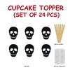 Black Skull Cupcake Topper | Halloween Party Decorations | Gothic