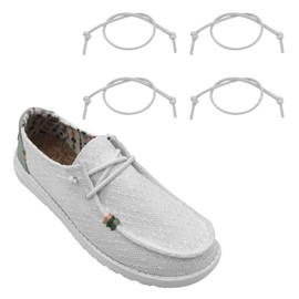 UamGlsob 2 Pairs Elastic Shoelaces Replacement Laces for Hey Dude,Shoe Laces Replacement Strings,Stretch Half Round Kids Shoe (White, 18"/45cm)