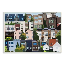 Stupell Industries Urban Apartments Cityscape Colorful Abstract Trees, Designed by Beth Ann Lawson Wall Plaque, 10 x 15, Green