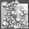 PartyWoo Metallic Silver Balloons 120 pcs Different Sizes Pack of