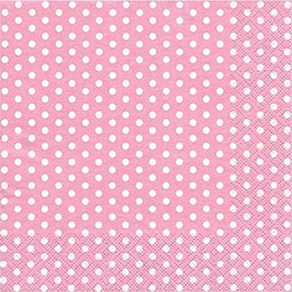 Anniversary House PJ379201 Tiflair Lunch-Servietten, gepunktet, Hellrosa, 3-lagig, Rosa mit weißen Punkten