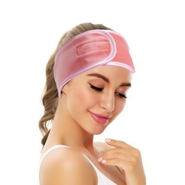 Makeup Face Wash Headband for Skincare Coral Fleece Adjustable Washing Face Spa Wide Headbands for Women Skin Care Tools,Pink