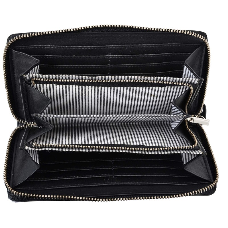 Gusti Iris Women's Leather Wallet Vintage Leather, black, Retro