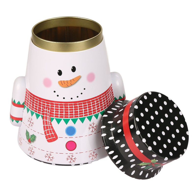 Christmas Candy Iron Box Roly Poly Design Santa Claus Snowman