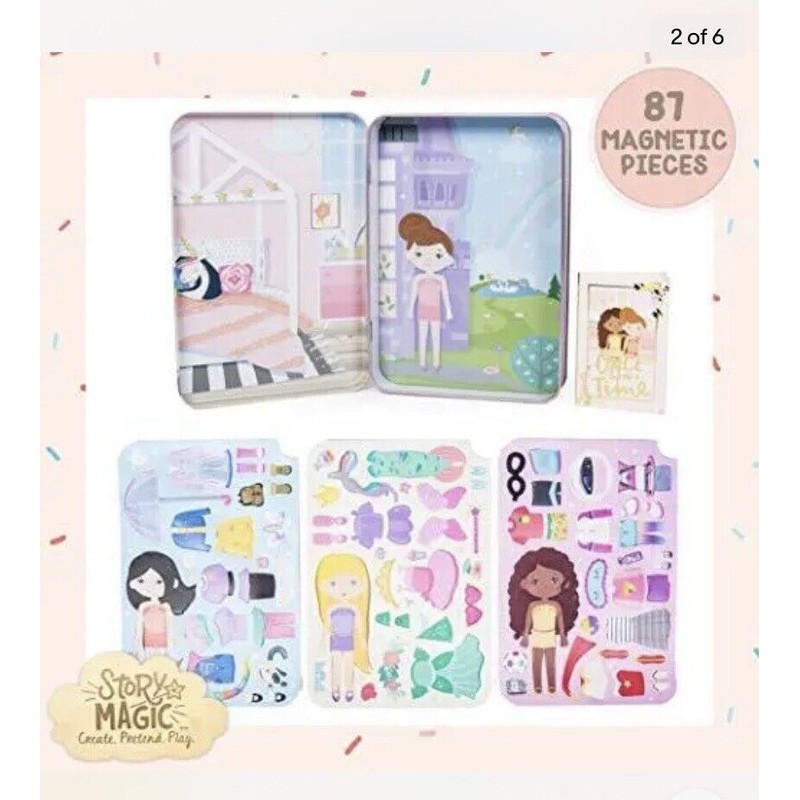 Story Magic Dress-Up Dolls Playset Pretend Play Magnetic Box Case