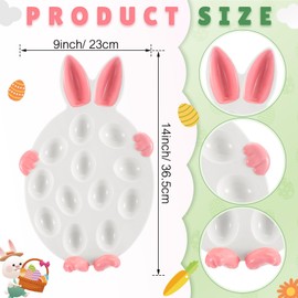 Hushee Bunny Deviled Egg Platter Easter Ceramic Egg Holder 12 Holes Deviled Egg Plates Rabbit Deviled Egg Tray for Easter Kitchen Refrigerator Countertop Display Dishwasher Microwave Freezer