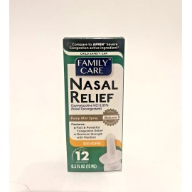 Family Care 12 Pack! Family Care Nasal Relief Spray - Severe Congestion Relief! 0.5oz