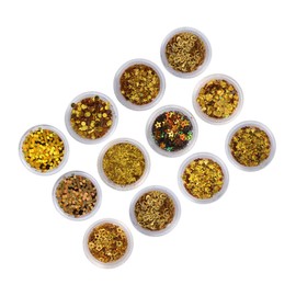 BIUDECO 12 Boxes Set DIY Nail Art Glitter Sequins Stickers for Natural Artificial Nails Manicure Accessories