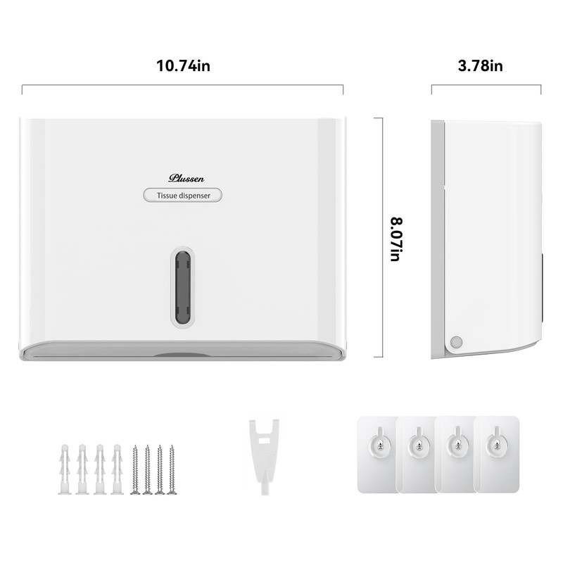 PLUSSEN Paper Towel Dispenser Wall Mount, Adhesive No Drilling Multifold