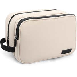 REETEE Toiletry Bag Men's Waterproof Toiletry Bag Women's Large Wash Bag, Portable Travel Cosmetic Bag with Double Zip Opening for Men and Women, beige, Double zip