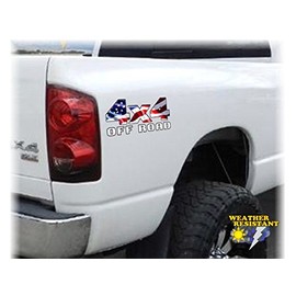 4x4 Off Road American Flag USA Patriotic Vinyl Decal Set 13.4"x 5.7"